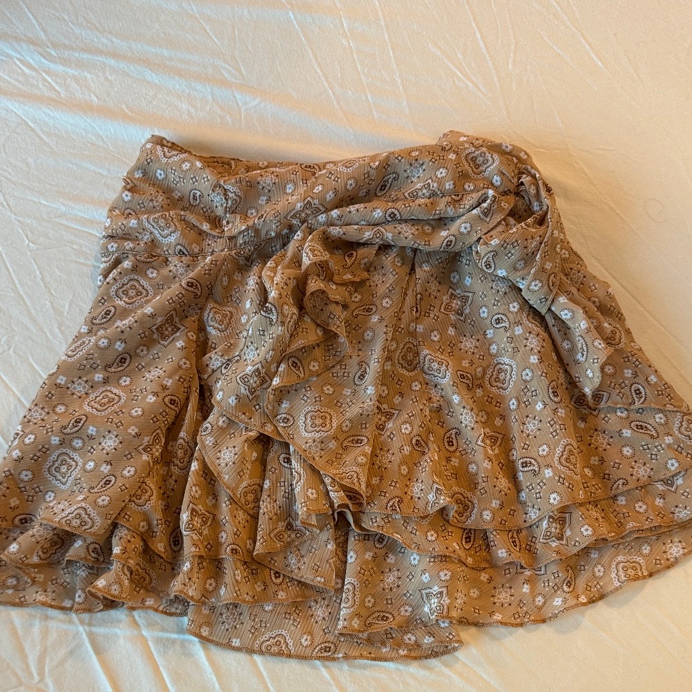 Aerie Gold Ruched Wrap Mini Skirt